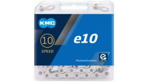 Cadena KMC e10 de 10 velocidades y 122 eslabones plateada