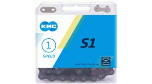 Cadena ancha KMC S1, velocidad única, 112 eslabones, color marrón