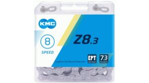 Cadena KMC Z8 de 8 velocidades, 114 eslabones, EPT, color plata