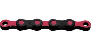 Cadena KMC DLC12 de 12 velocidades y 126 eslabones, color negro/rosa