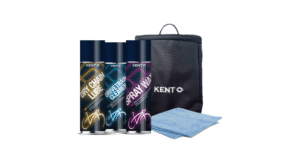 KENT Carepack 1 met droge kettingolie, microvezeldoek, aandrijflijnreiniger, spraywax en KENT-tas.