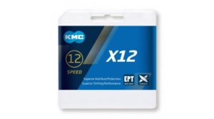 Cadena KMC X12 de 12 velocidades y 126 eslabones EPT plateada