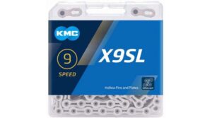 Cadena KMC X9 SL de 9 velocidades, 114 eslabones, color plata (paquete de 2)
